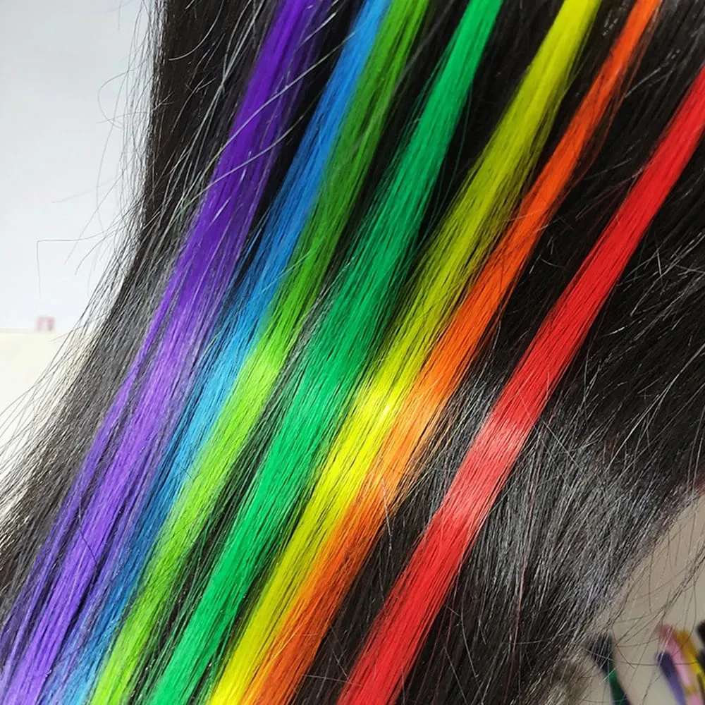 50 Strands/Pack Synthetic Colored I-Tip Stick Hair Extensions Straight Hair 16 Inch For Women High Temperature Fiber Hairpieces