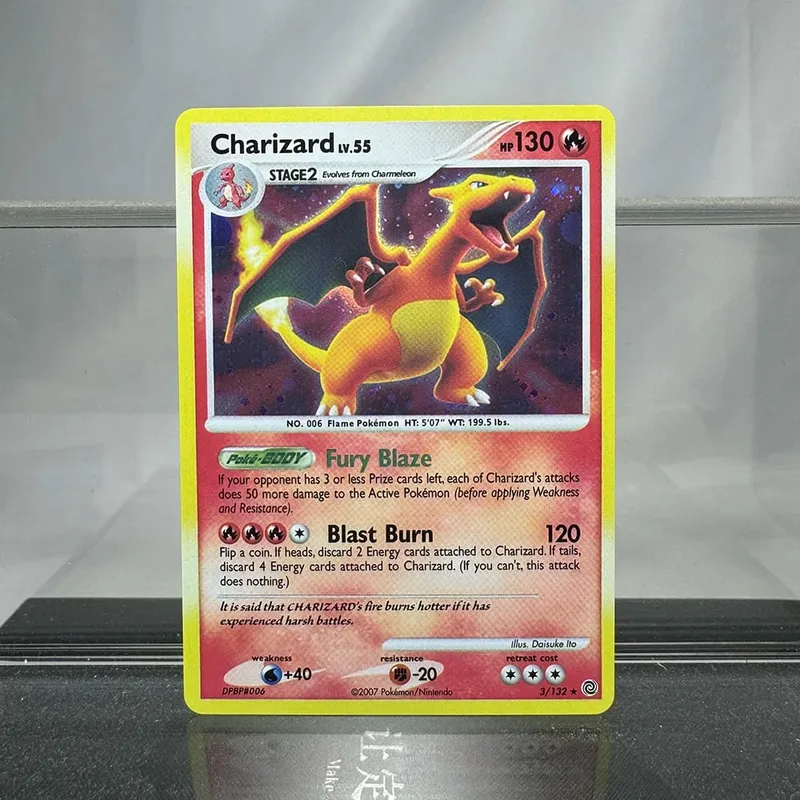 Charizard ptcg cartão de coleção única 1ª edição 1996 vmax ex raro cartão arco-íris pkm cartões proxy brinquedos presentes