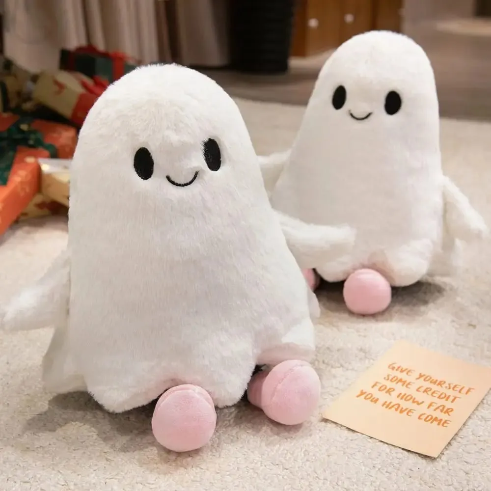 Simulação pequeno fantasma interativo feito à mão dos desenhos animados fantasma fofo coleção Holloween fantasma travesseiro decoração de casa