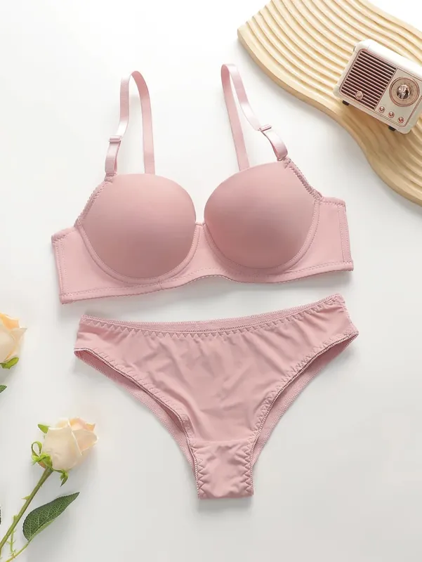 Conjunto de roupa íntima de 2 peças, cor sólida, multicolorido, diário, quatro estações, confortável para usar, lingerie sexy, 2611, venda imperdível