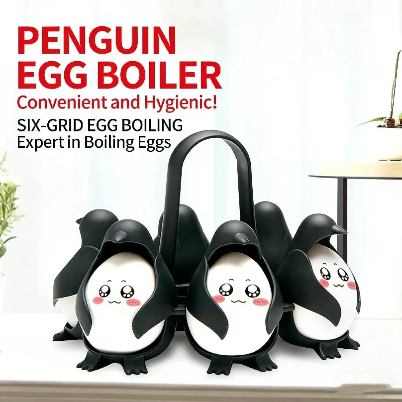 Caldeira de ovo de pinguim bonito para cozinha gadget ovo ferramenta de cozimento rack de vapor de ovo com alça para ferver ovos