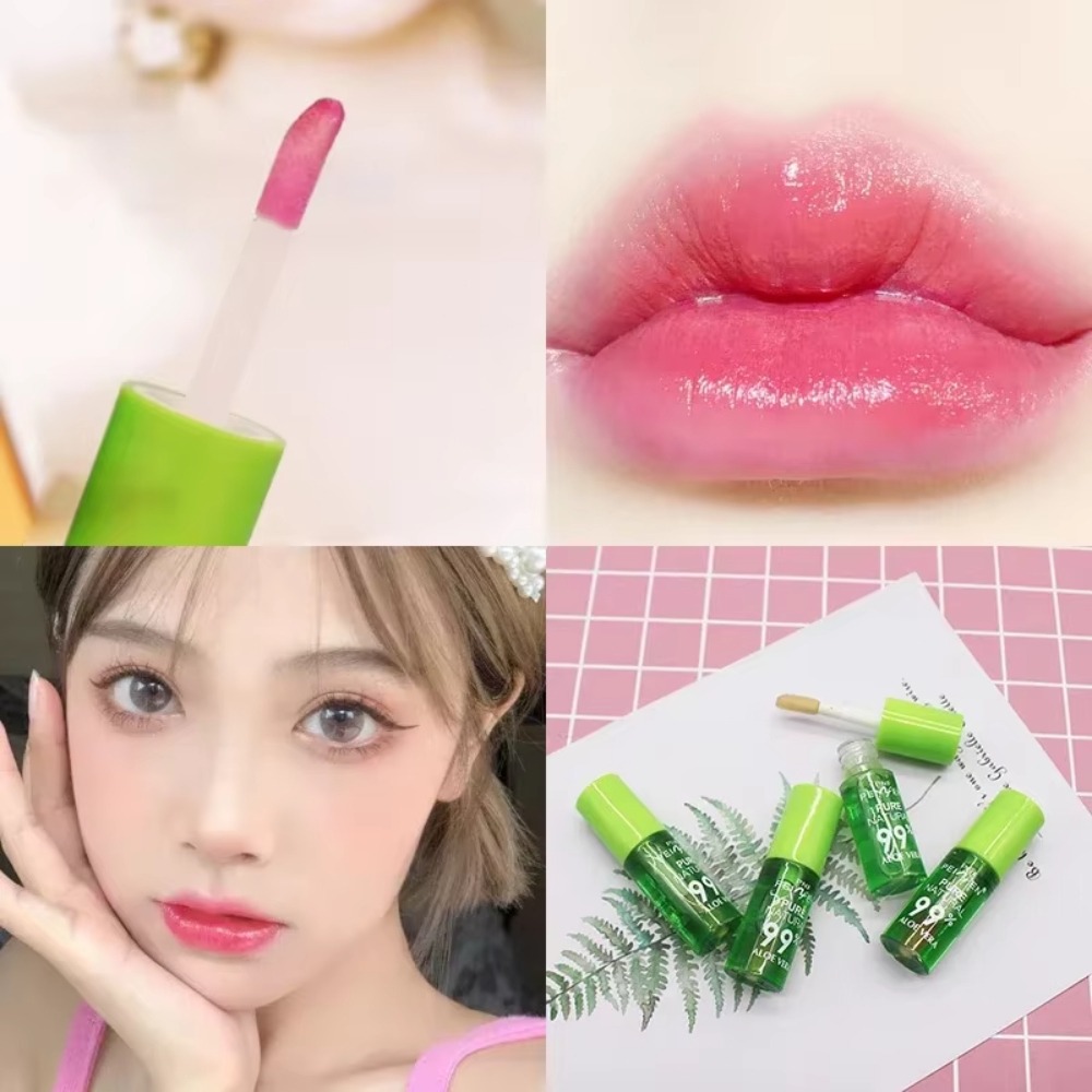 Batom que muda de cor de aloe vera, hidratante de longa duração, bálsamo labial ativado pela temperatura, resistente ao desbotamento, conjunto de cuidados labiais nutritivos