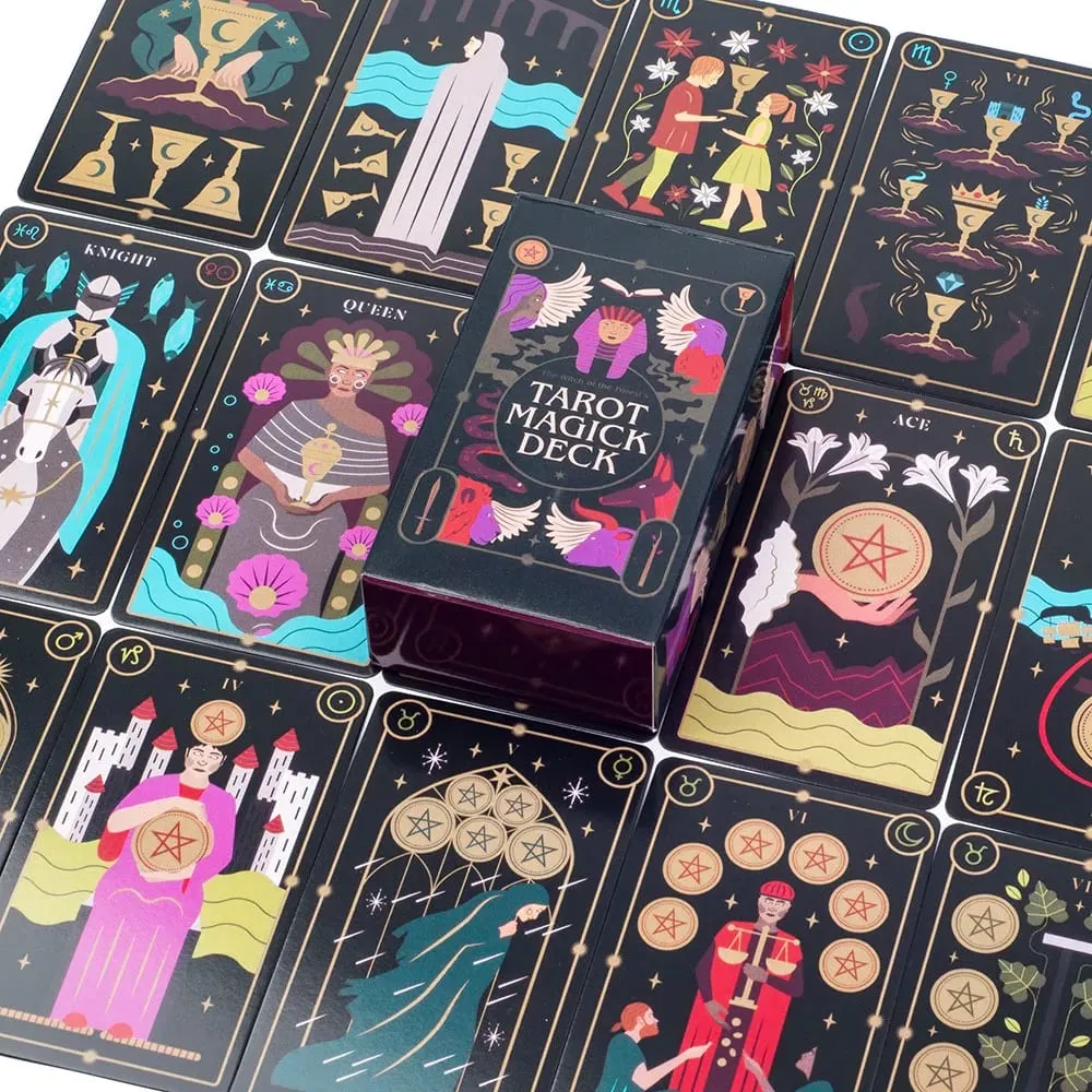 Tarot Magick Deck with Guidebook 10.3x6.1 cm Tabletop Oracle Cards for Parties for Divination and Spiritual Insight Board Game