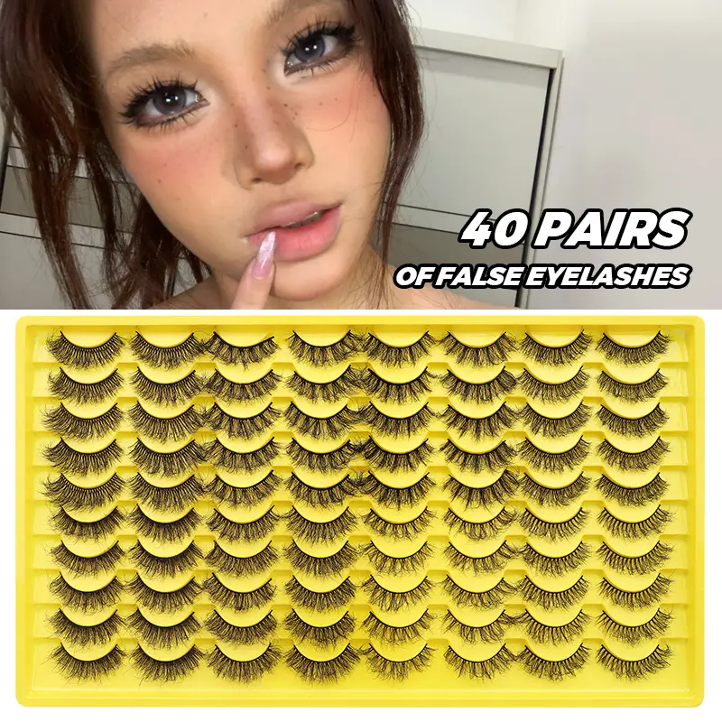 40 pares de volume tira cílios falso vison cílios postiços kit cosméticos macio falso volume extensões de cílios atacado