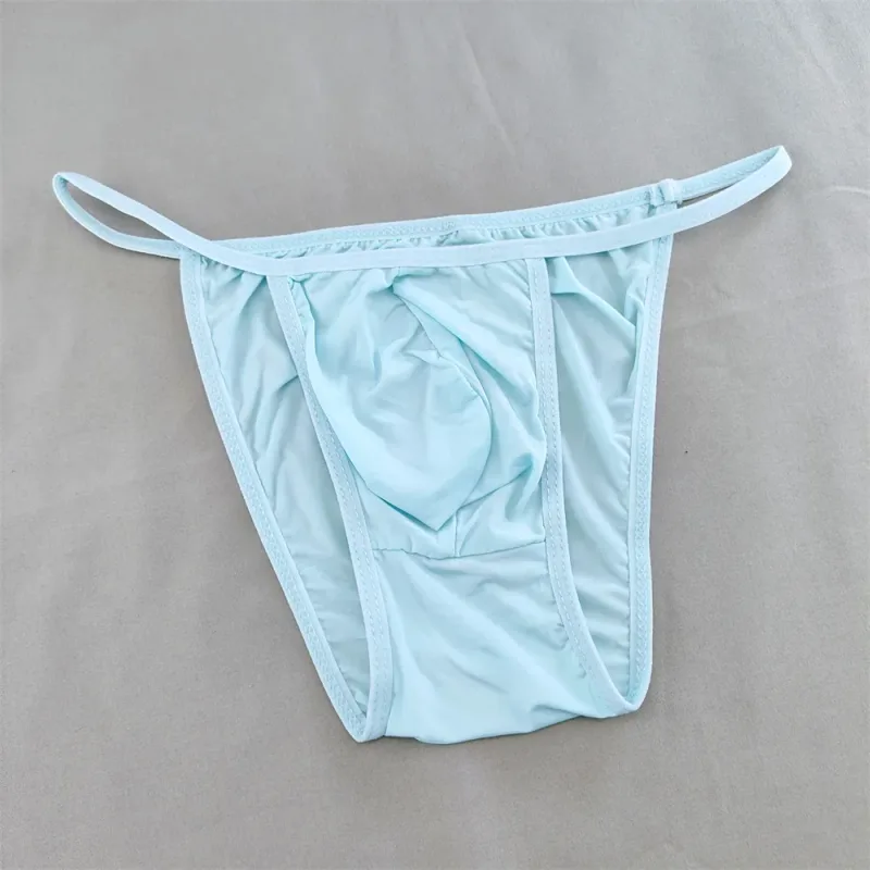 Ice Silk Briefs Men Underwear Solid Color Male Underpants Ultra-Thin Seamless Panties Thin Belt Low Waist