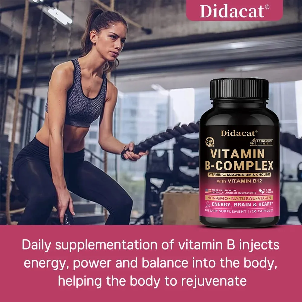 Complexo de Vitamina B com Vitamina C Colina e Inositol Suporta Metabolismo Energético Saúde Nervosa Cardio Bem-Estar e Defesa Imunológica