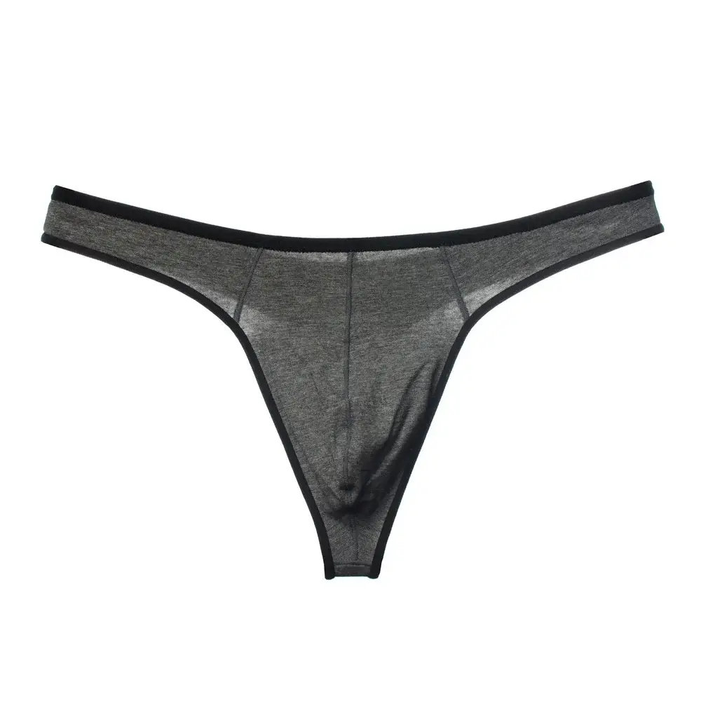 Men Underwear G String Cotton Thong Solid Color Soft Low Rise Male Bikini Briefs Comfy Penis Pouch Underpants Plus Size