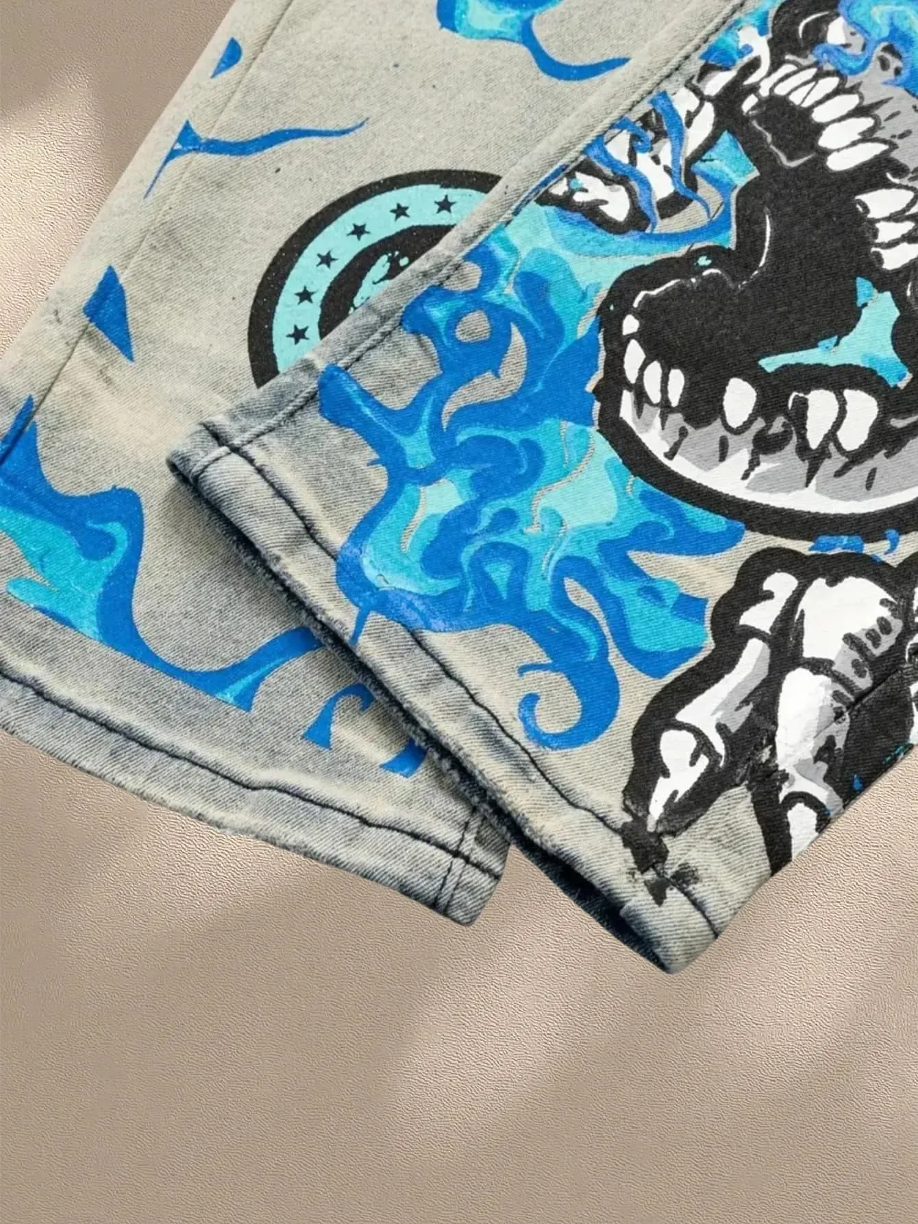 Y2K Men's Denim Jeans Trendy Print Expresses Personal Style Elastic and Breathable Fabric Best selling with Free Shipping