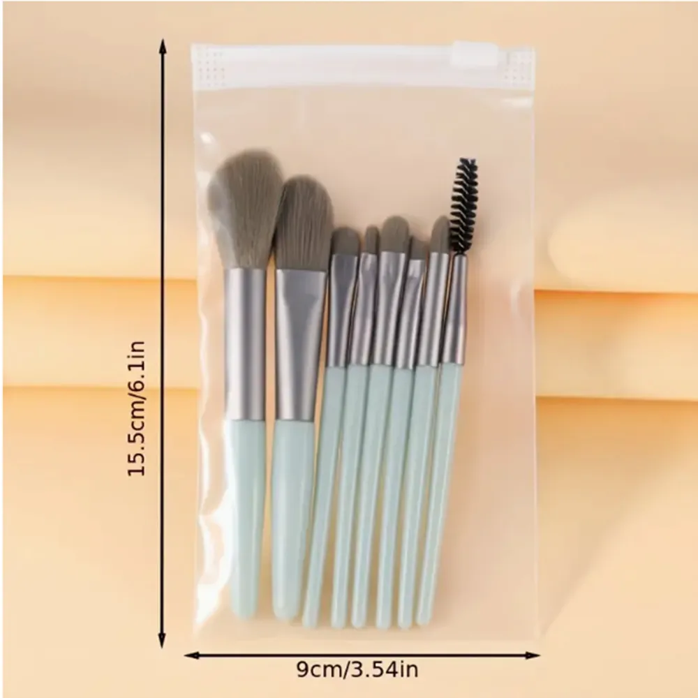 Pincel de maquiagem portátil, 8 peças, base corretivo, cabelo macio, ferramentas de maquiagem para iniciantes, mini conjunto sem álcool
