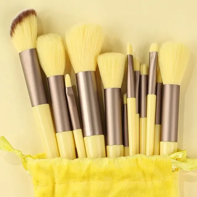 Profissional 13 pçs pincéis de maquiagem conjunto 2 pó puff esponja para cosméticos fundação blush sombra mistura escova ferramentas beleza