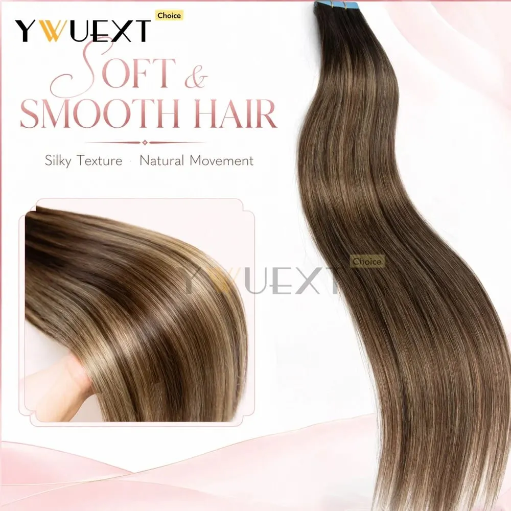 Fita de cores gradientes de 20 unidades/pacote em extensões de cabelo humano adicionam volume e comprimento para mulheres 30g 16-20 polegadas qualidade de salão de beleza YWUEXT