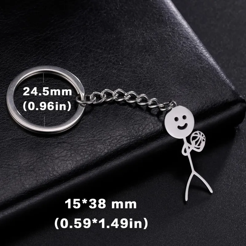 Teamer Funny Middle Finger Stickman Keychain 2026 Cute Trend School Bag Car Key Pendant Couple New Trinket Gift Keyring