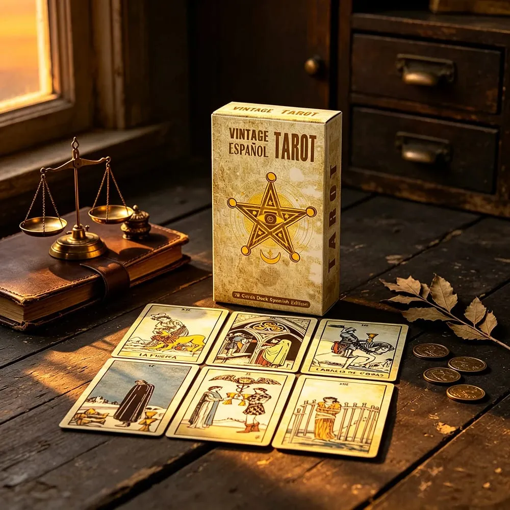 Baralho de tarô vintage español, 78 cartas de tarô, versão espanhola, adivinhação, jogo de cartas para iniciantes