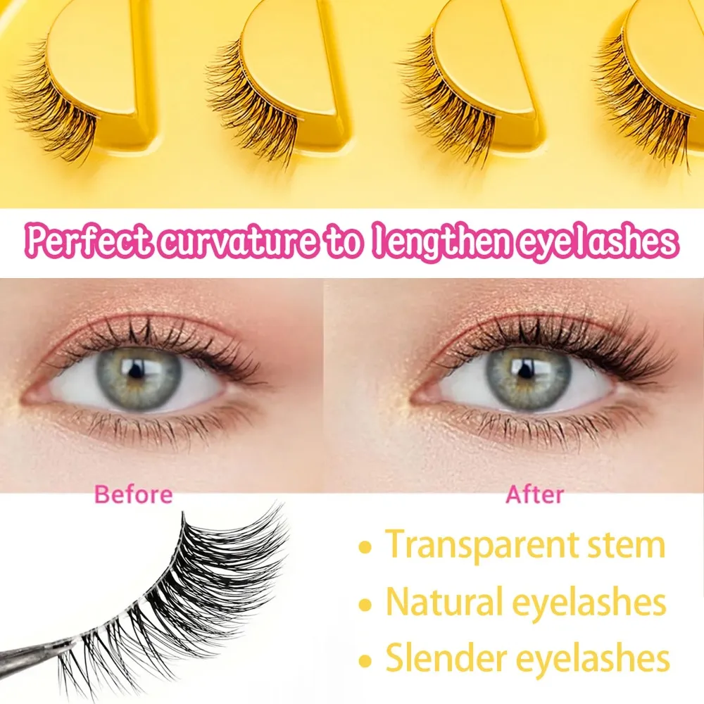 Natural Cat Eye Half False Eyelashes 5Pairs Clear Band Soft Faux Mink Lashes FluffyShort EyelashesReusable Makeup Lash Extension