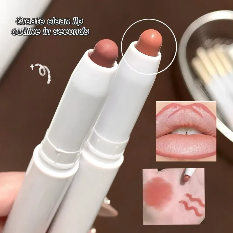 Lápis delineador labial fosco, à prova d'água, multiuso, suave, veludo, contorno labial, caneta modeladora, contorno labial rechonchudo, maquiagem duradoura