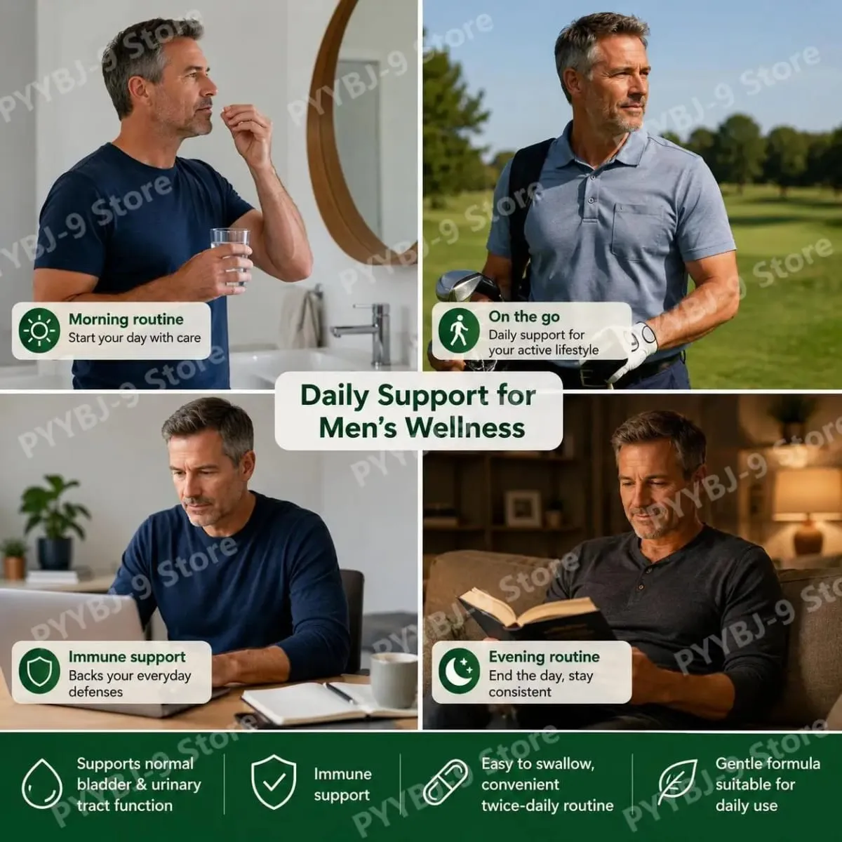 Googeer Prosta Vit Essenz Cápsulas para Homens Suporte à Saúde da Bexiga e do Trato Urinário com Zinco Vitamina B6 Saw Palmetto 60 Contagem