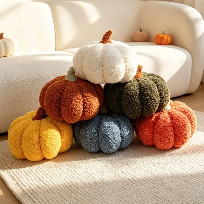 Multicolor Pumpkin Plush Pillow Soft Stuffed Pumpkin Cushion Home Decoration Cute Plush Toy Halloween Gift Bedside Bed Cushion