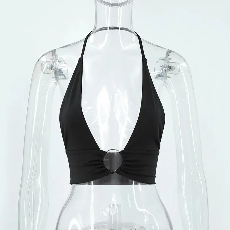 Summer Women Sexy Super-short Tank Tops Patchwork Camis Solid Hollow Out Tops Ladies Sleeveless Strapless V-neck Slim Top Vests