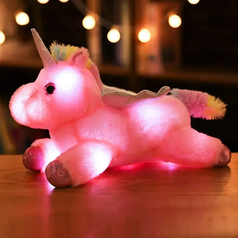 38cm creative Toy Luminous Pillow Soft Stuffed Plush Glowing Unicorn Cushion Led Light Toys Gift For Kids Children Girls