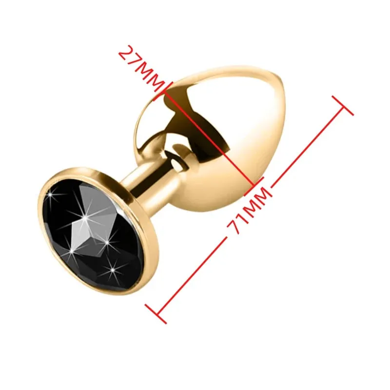 Small Size Metal Anal Beads Butt Plug Mini Rainbow Rose gold Butt Plug Crystal Jewelry Trainer Anal Dildo Masturbation Sex Toy