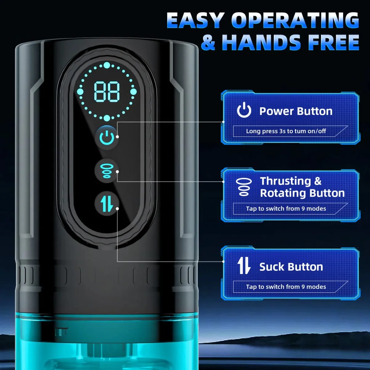Bomba peniana masculina automática com 9 modos de rotação de impulso de sucção 3D realista para homens adultos máquina de brinquedo sexual Boquete Stroker