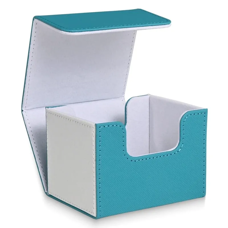 Card Deck Box PU Leather Strong Magnet Card Case Holds 120+ Single Sleeved Cards Fits for Magic Yugioh TCG Cards