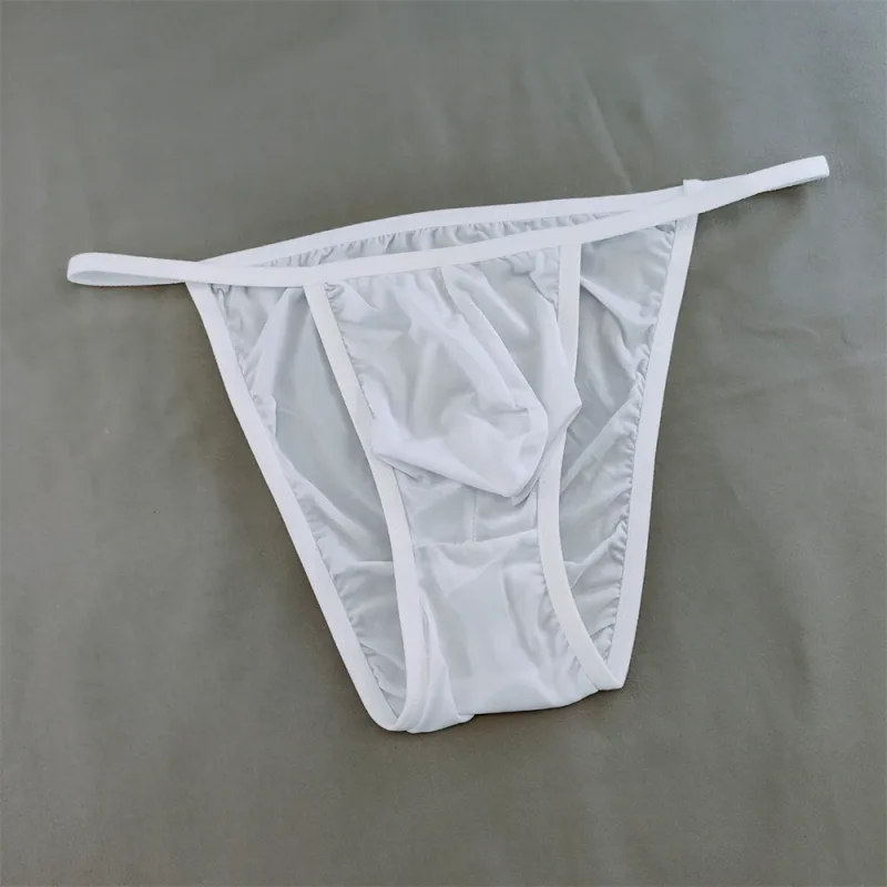 Ice Silk Briefs Men Underwear Solid Color Male Underpants Ultra-Thin Seamless Panties Thin Belt Low Waist