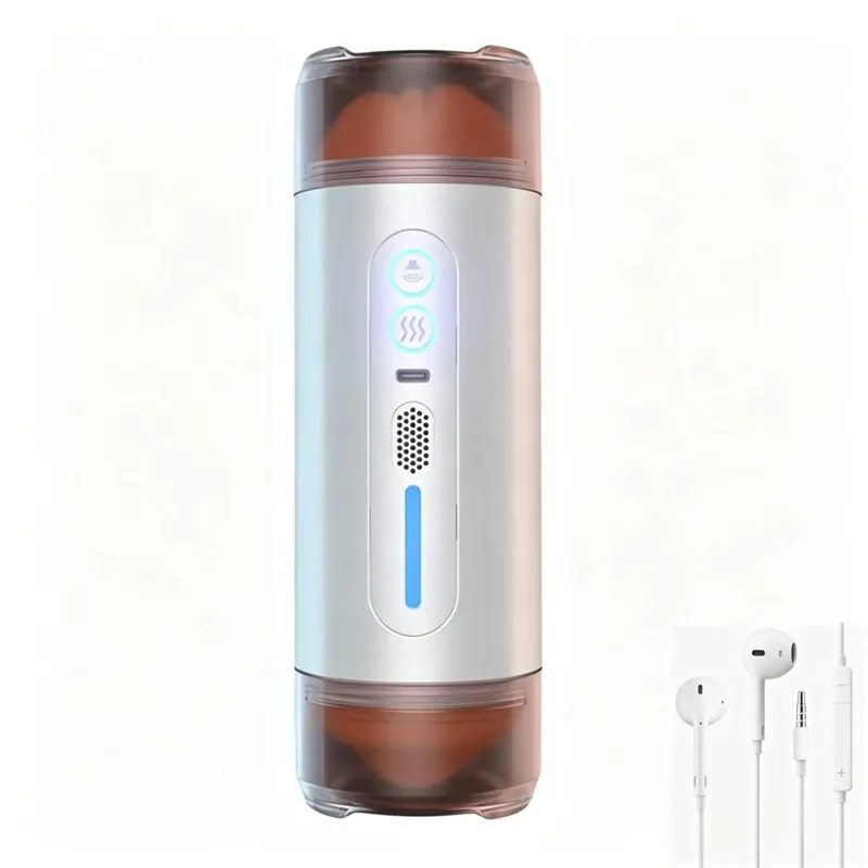 Novo automático masculino realista dupla penetração canal vibração garganta profunda vagina aquecimento voz bolso gato adulto brinquedo sexo — image 10