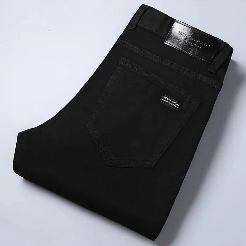 Wthinlee 8 modelos primavera outono negócios jeans masculino casual estiramento reto moda clássico trabalho calças jeans roupas de marca