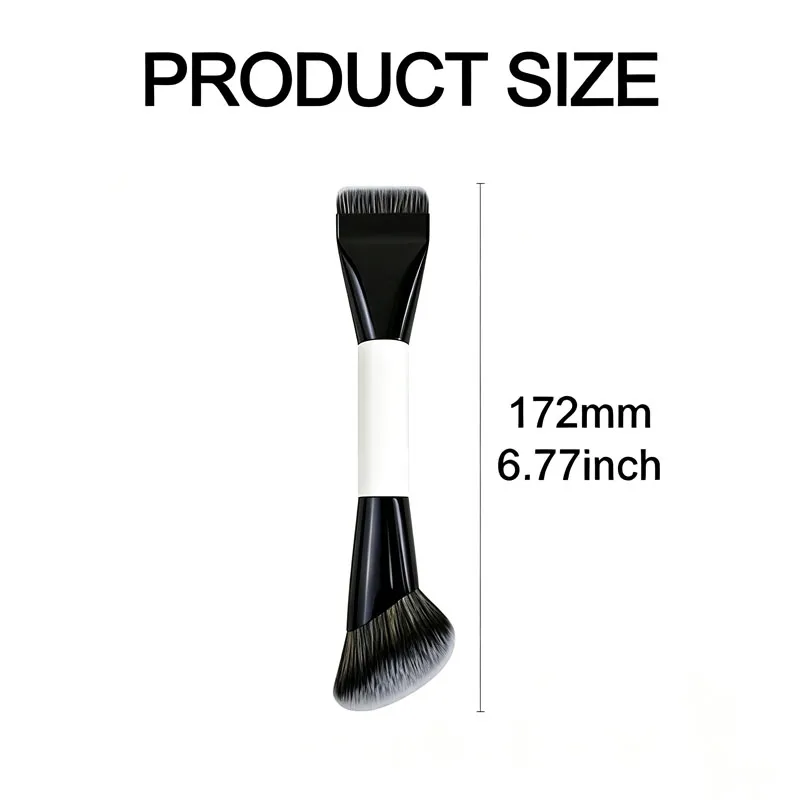 Multifuncional compõem escova dupla terminou angular fundação pincéis de maquiagem blush compõem escova madeira lidar com ferramenta cosmética hzs35 — image 5