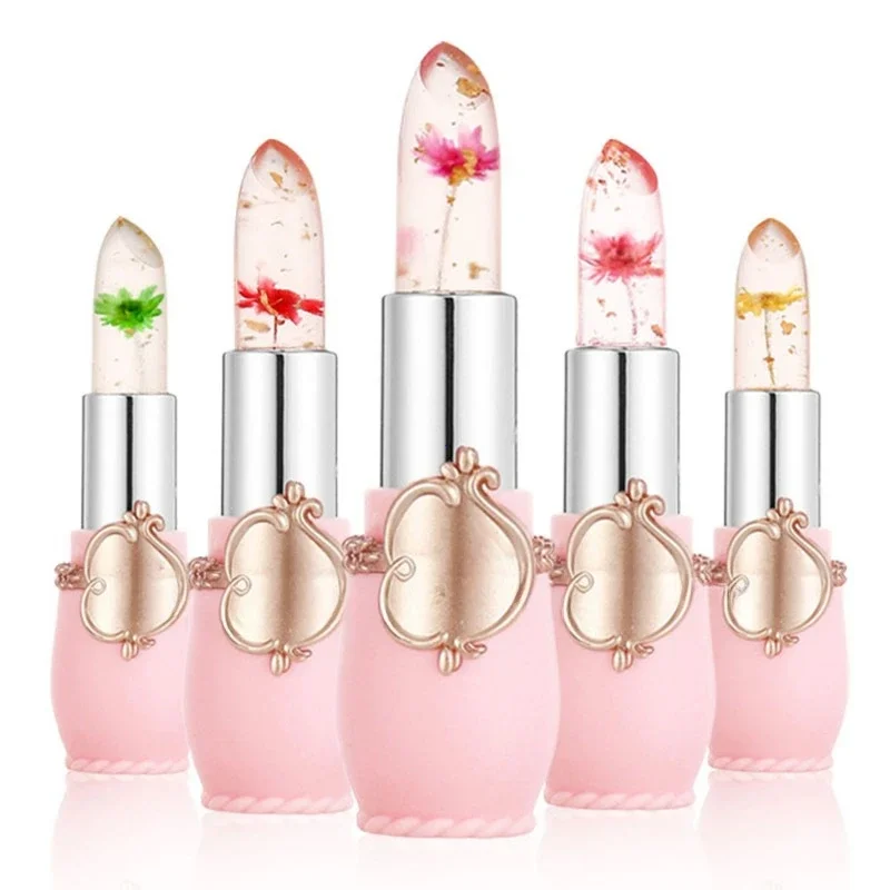 Flor geléia batom conjunto mudança de temperatura hidratante flor lábio vara longa duração bálsamo labial mudança de cor mágica brilho labial conjunto