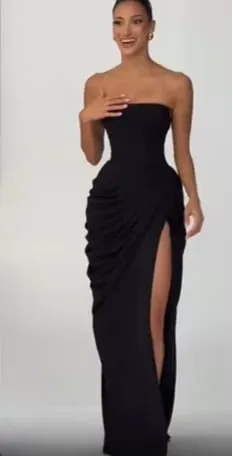 Elegante amarelo sem alças plissado vestido longo feminino chique sólido sem mangas cintura cinching split vestido 2026 senhora festa de noite robes