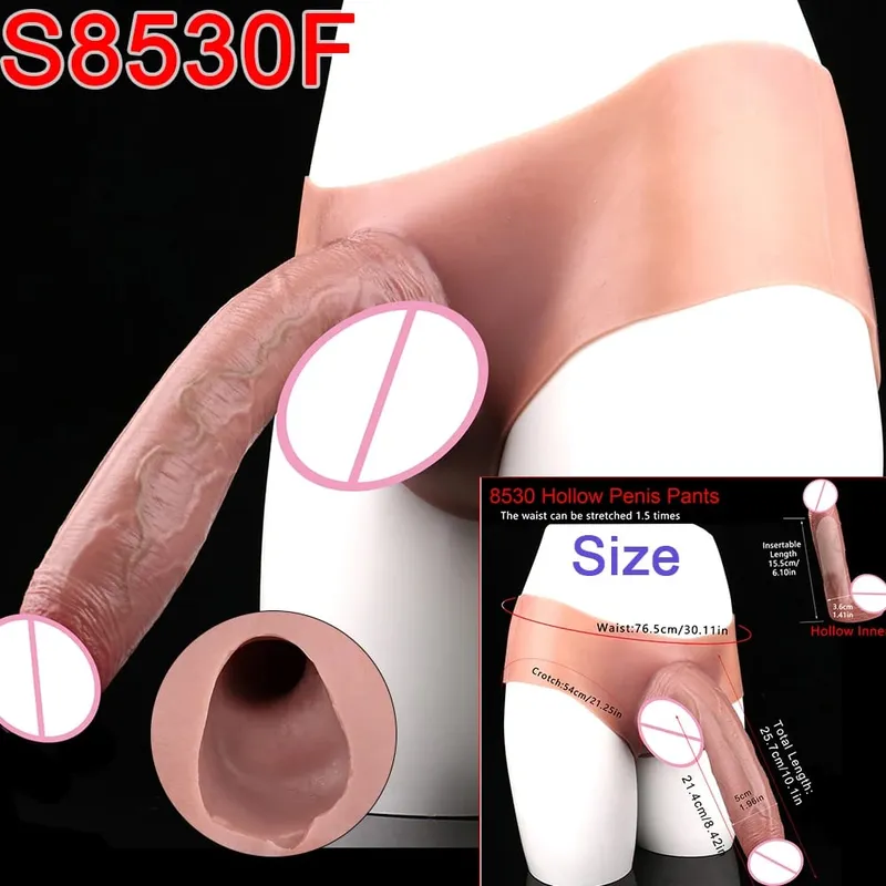 Masculino cinta-on longo oco vibrador ultra realista pênis estender manga calças насадка на член masculino galo capa brinquedos sexuais
