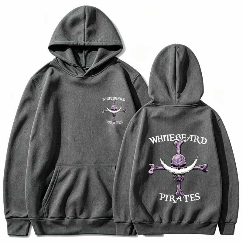 Moletom com capuz de piratas de barba branca de uma peça, moletom com estampa, barba branca Jolly Roger Anime gráfico streetwear top com capuz
