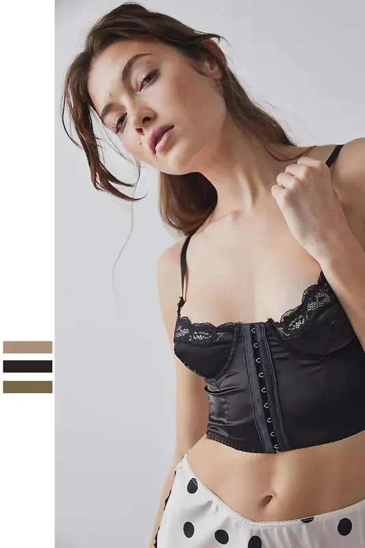 Cetim fivela frontal espinha de peixe roupa interior verão lingerie fina beleza volta halter bralette peito grande pode ser usado fora