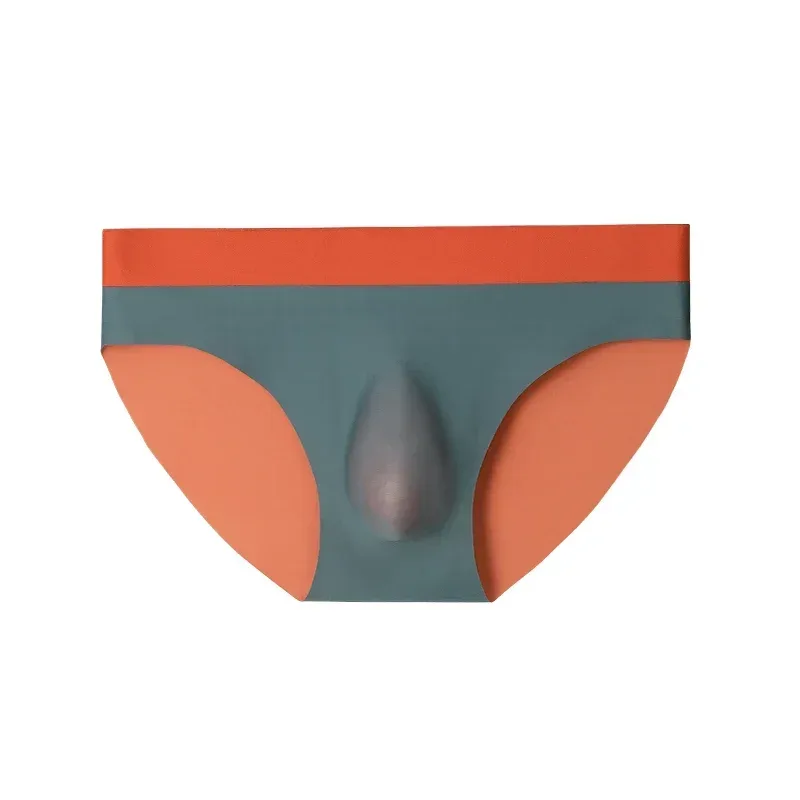 Roupa interior sem costura de seda gelo masculina 3d punch mold cuecas triangulares verão calças de fundo fino calções esportivos masculinos