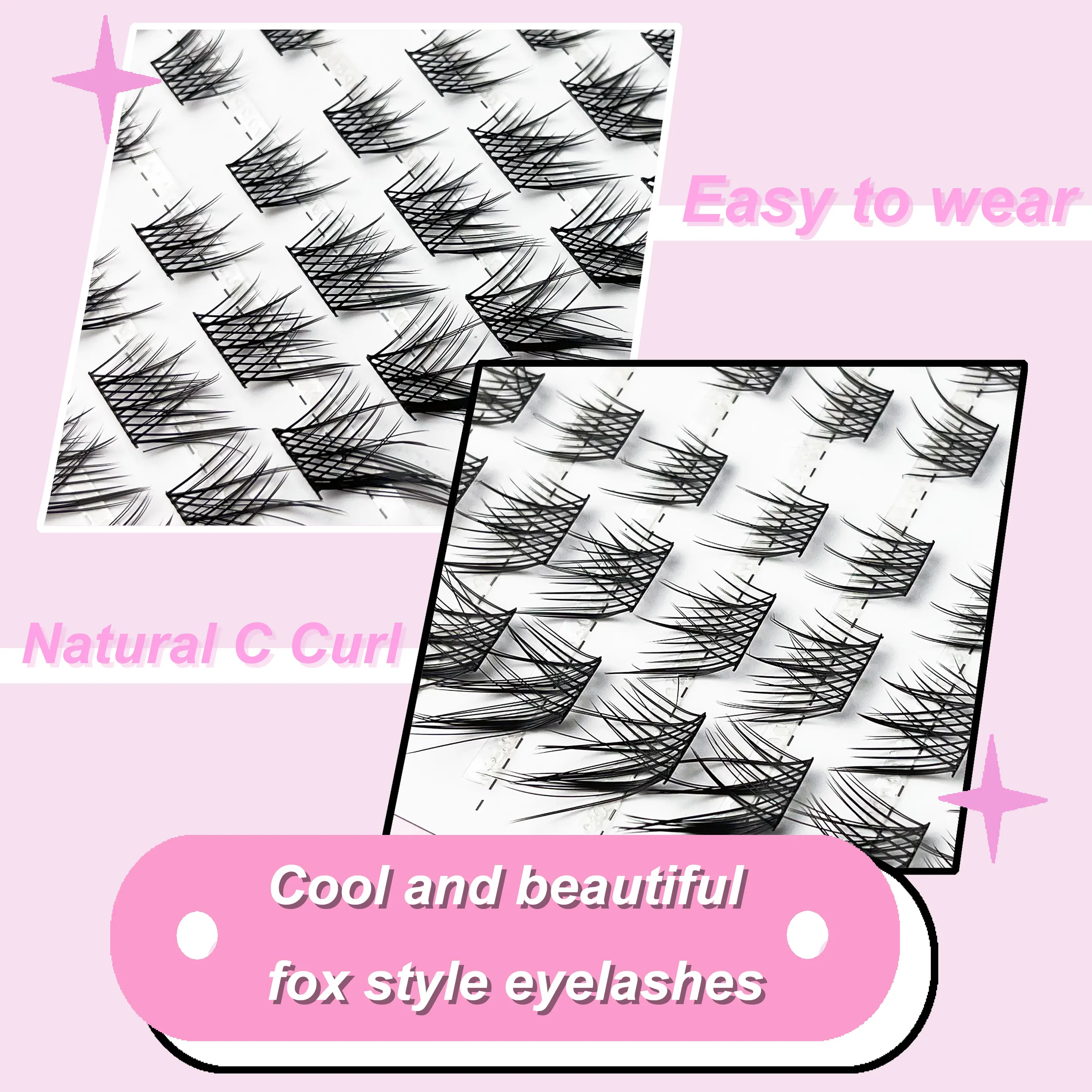 Cluster Lashes Natural Eyelash Extension Fluffy Fox Eye Lashes Mixed Tary Large Capacity Anime Lashes DIY Eyelash Cluster