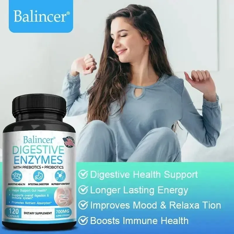 Cápsulas probióticas de enzimas digestivas orgânicas, nutrição prebiótica, digestão e imunidade para a saúde intestinal, adequadas para adultos e homens