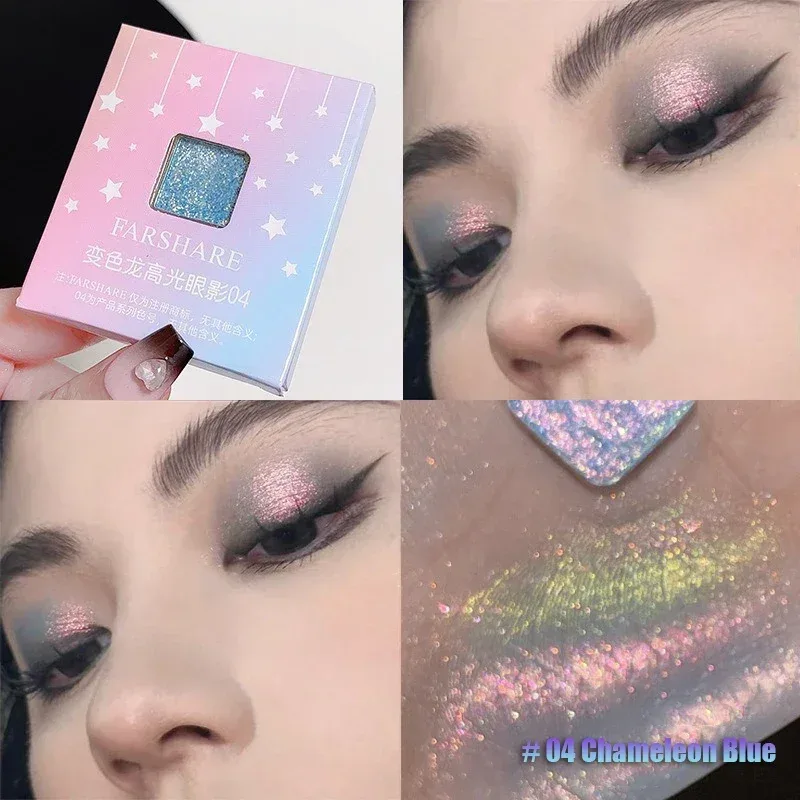 Cartões de sombra para olhos multicromáticos, metálicos, à prova d'água, camaleão, azul, ultra-brilhante, holográfico, glitter, maquiagem para os olhos, iluminador