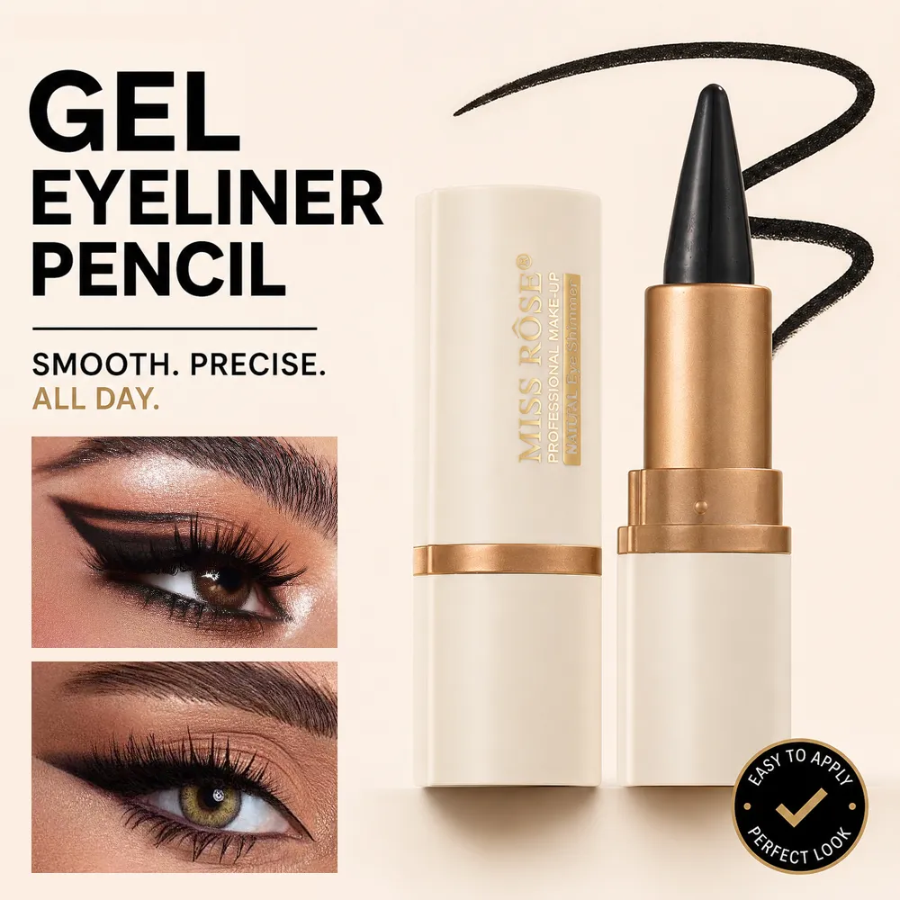 Retractable Gel Eyeliner Pencil Waterproof Long Lasting Smooth Black Eyeliner Cream Makeup Tool