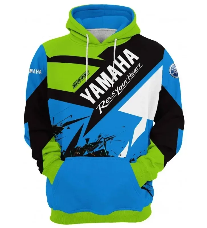 Camisa pulôver masculina com capuz para motocicleta com impressão 3D da Yamaha, adequada para uso na rua e passeios de motocicleta