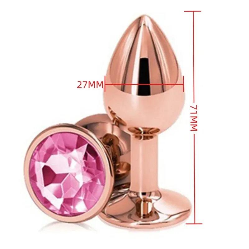 Small Size Metal Anal Beads Butt Plug Mini Rainbow Rose gold Butt Plug Crystal Jewelry Trainer Anal Dildo Masturbation Sex Toy