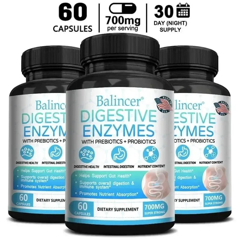 Cápsulas probióticas de enzimas digestivas orgânicas, nutrição prebiótica, digestão e imunidade para a saúde intestinal, adequadas para adultos e homens