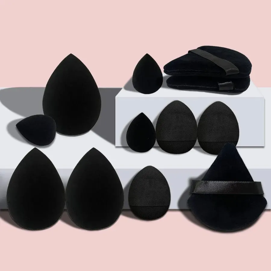 Conjunto de combinação pequeno, médio e grande de 12 peças Puff de maquiagem essencial para iniciantes
