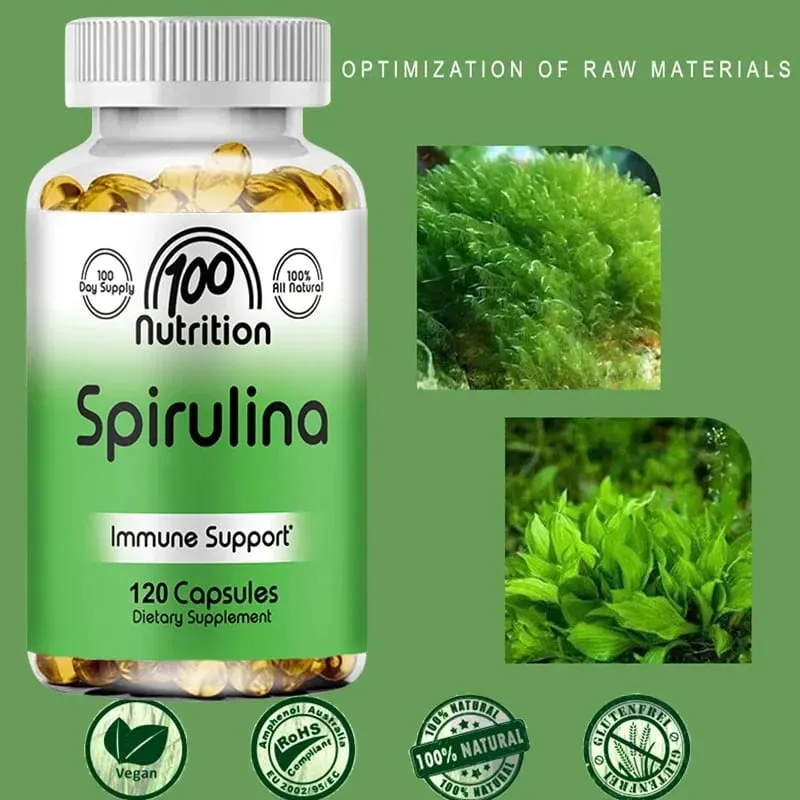 有機螺旋藻 2000 毫克補充劑 - 幫助排毒免疫系統心血管抗氧化劑 B 群維生素