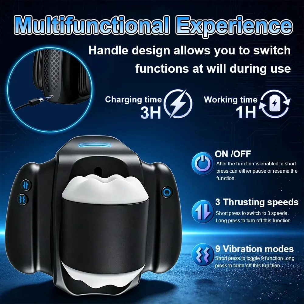 Alça automática de impulso e vibração 2 em 1 com suporte para telefone, 9 modos de vibração, brinquedo adulto para homens, masturbador