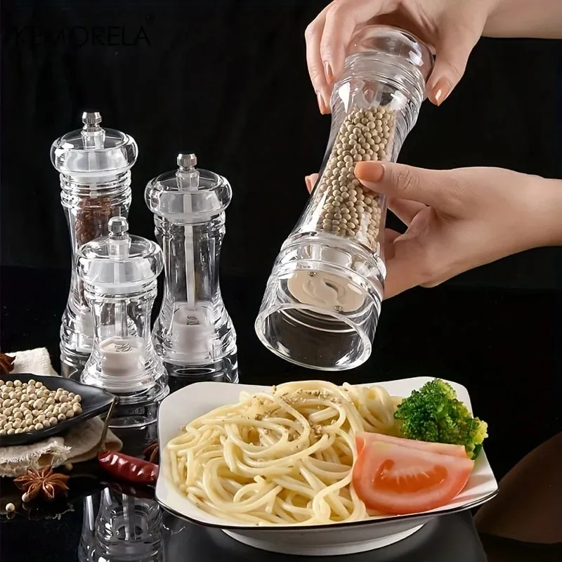 1 pçs especiarias moinho shaker acrílico manual moedor de pimenta sal especiarias moinho shaker cozinha transparente ferramenta moagem