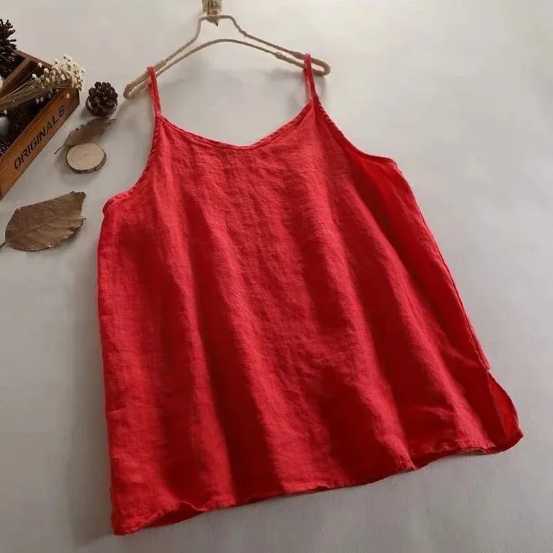 Verão simples all-match topo solto fino camisola sólida com decote em v colete roupas femininas sem mangas casual highstreet férias camiseta