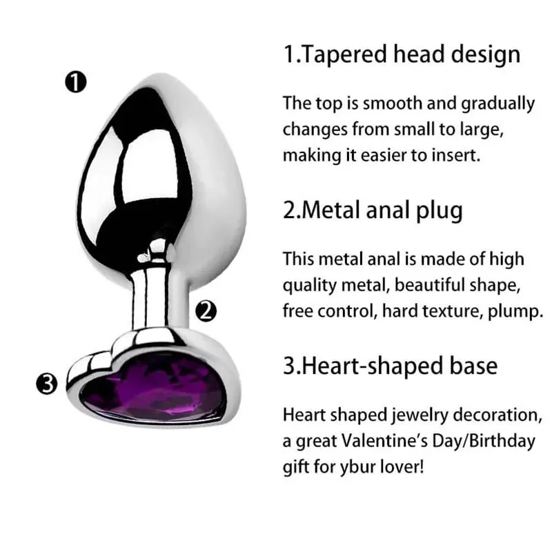5 tamanhos de aço inoxidável cristal coração anal plug removível butt plug estimulador próstata massageador anal brinquedos sexuais vibradores