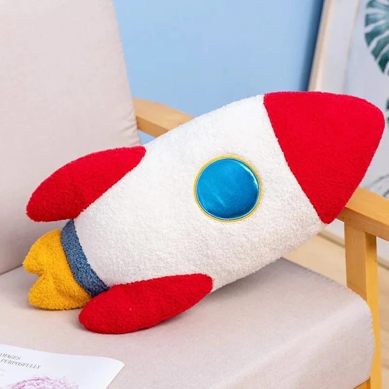 Quente 58cm foguete de pelúcia astronauta brinquedo recheado nave espacial lance travesseiro decoração para casa presente aniversário espaço descoberta educacional para crianças
